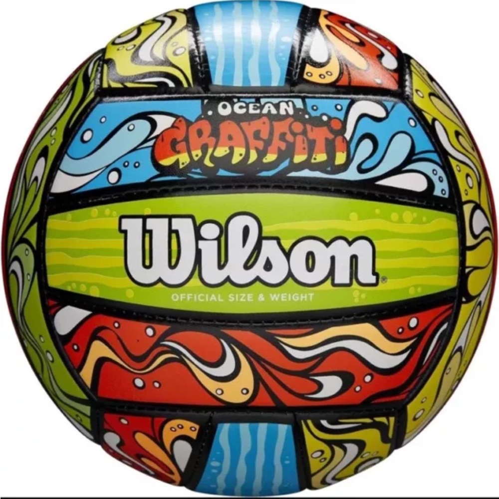 Wilson Ocean Graffiti Beach Volleyball Outdoor Sports Official Size - Multicolor